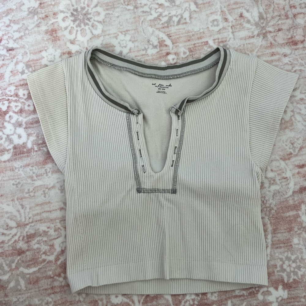 Urban Outfitters Out From Under Casual Cream Ribbed Top